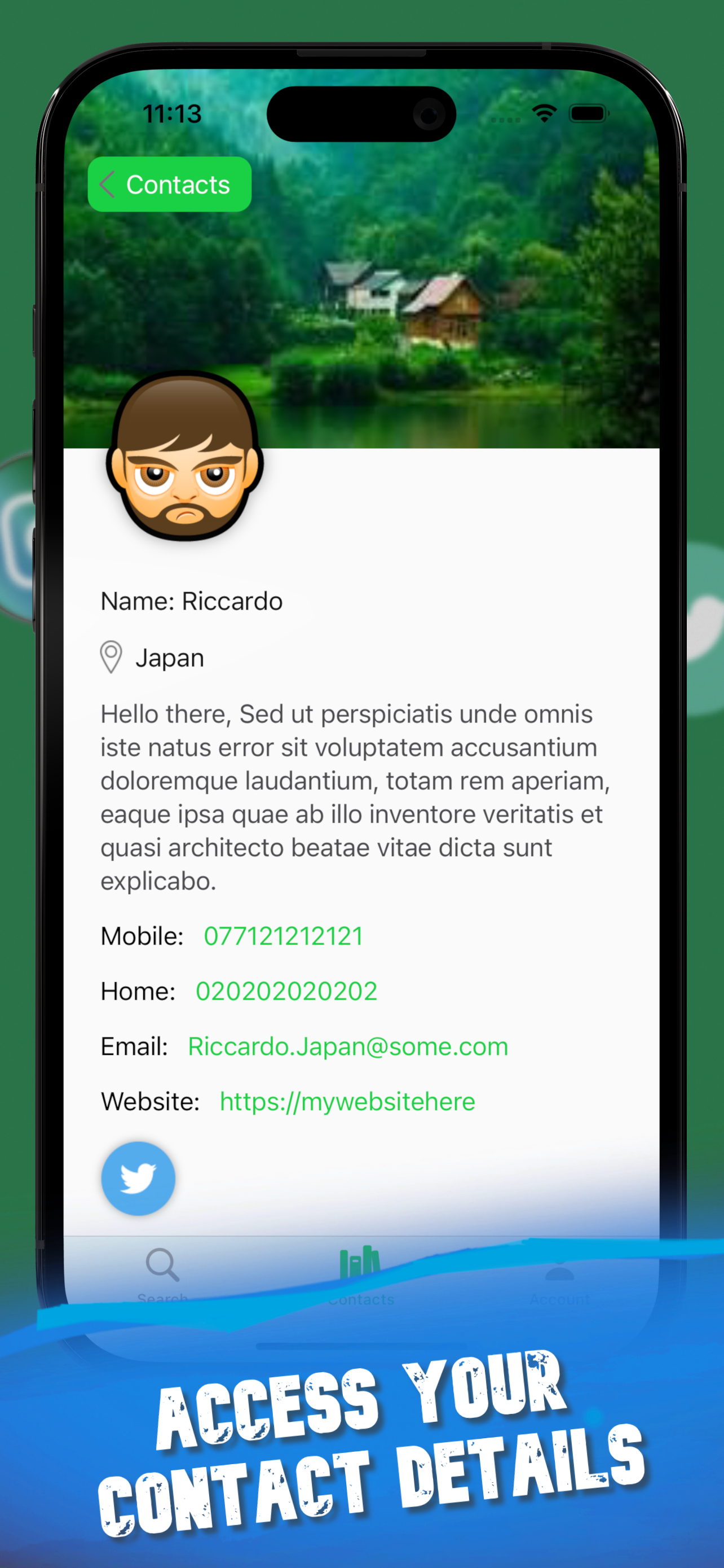 SharedBiz contact details screen light mode