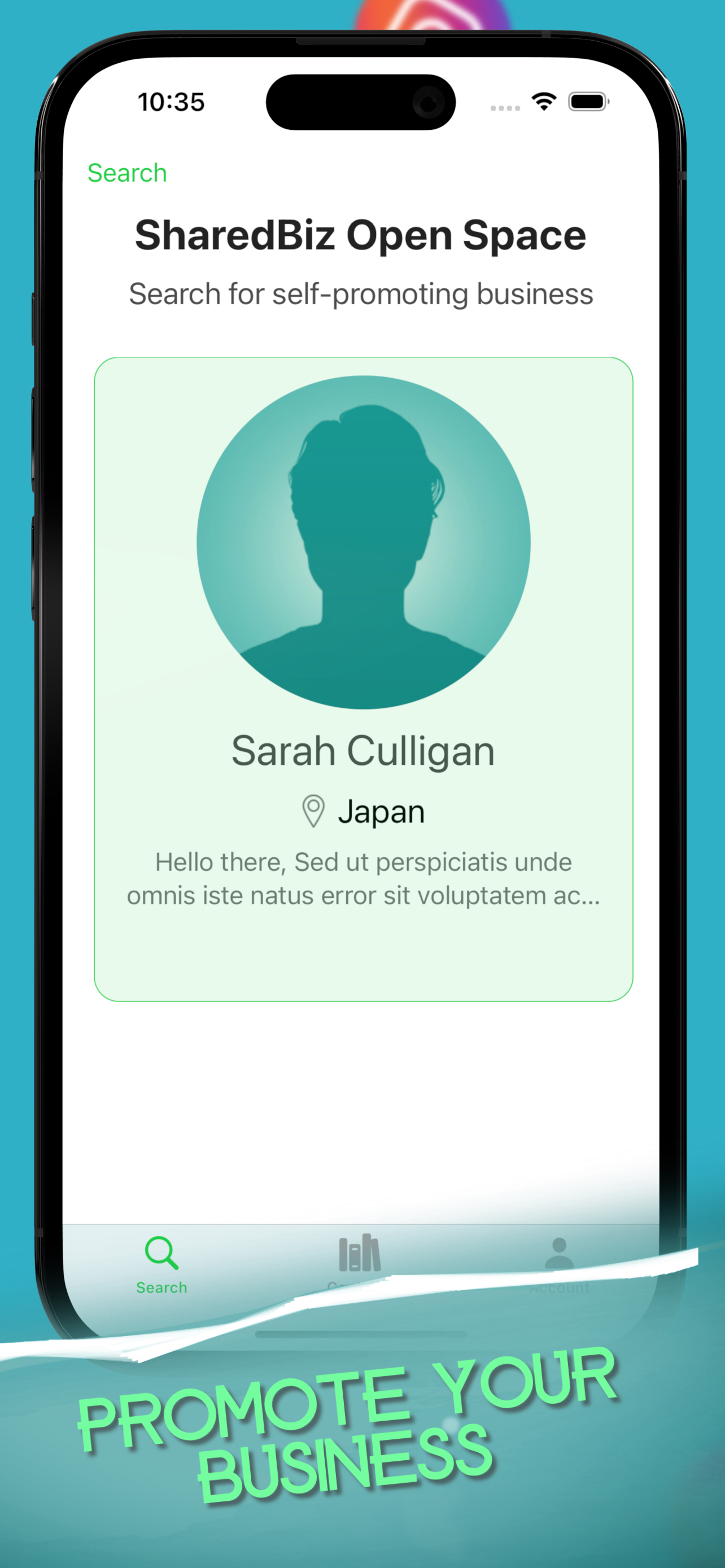 SharedBiz search screen OpenSpace light mode